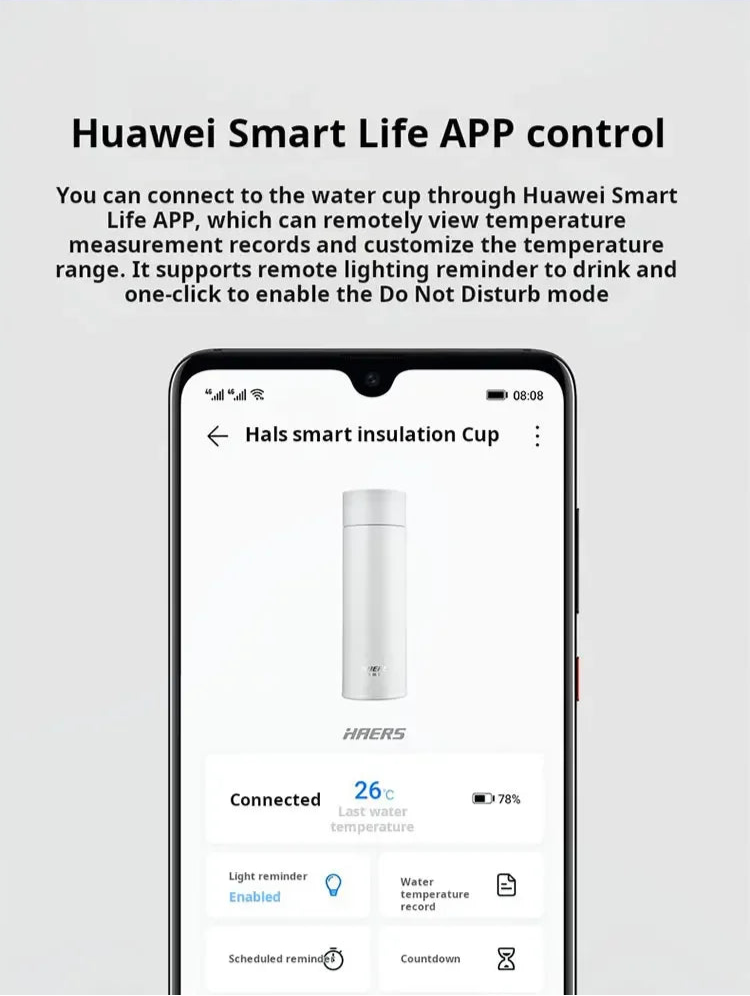 Smart Life app controlled intelligent thermos for wellness with temperature tracking features