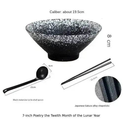Hue and  Dunes Singapore Japanese ceramic bowl set featuring a black melamine spoon and Sakura alloy chopsticks in a stylish design