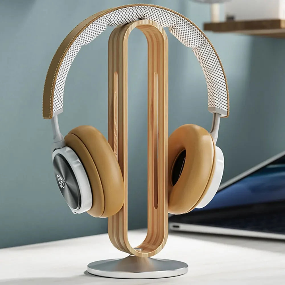 Hue and  Dunes Singapore Stylish headphone stand made of wood with a modern design for organizing headphones