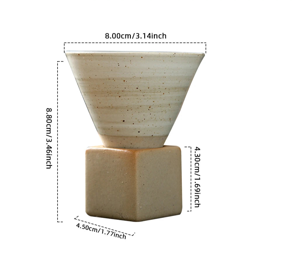 Hue and  Dunes Singapore Unique coffee funnel pottery with a modern design, measuring 8cm and 4.5cm in base width