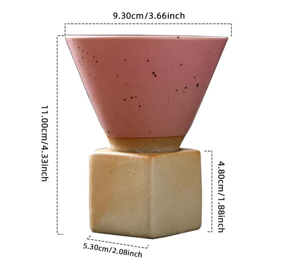 Hue and  Dunes Singapore Unique coffee funnel pottery in soft pink and cream colors with a modern design